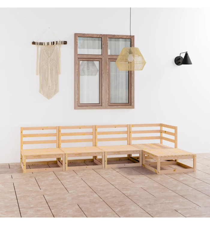 Salon de jardin 5 pcs Bois de pin massif | Mobilier & Déco