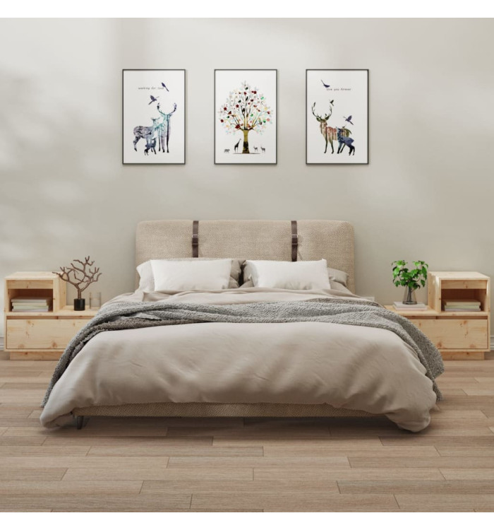 Tables de chevet 2 pcs Gris 60x34x51 cm Bois de pin solide | Mobilier & Déco