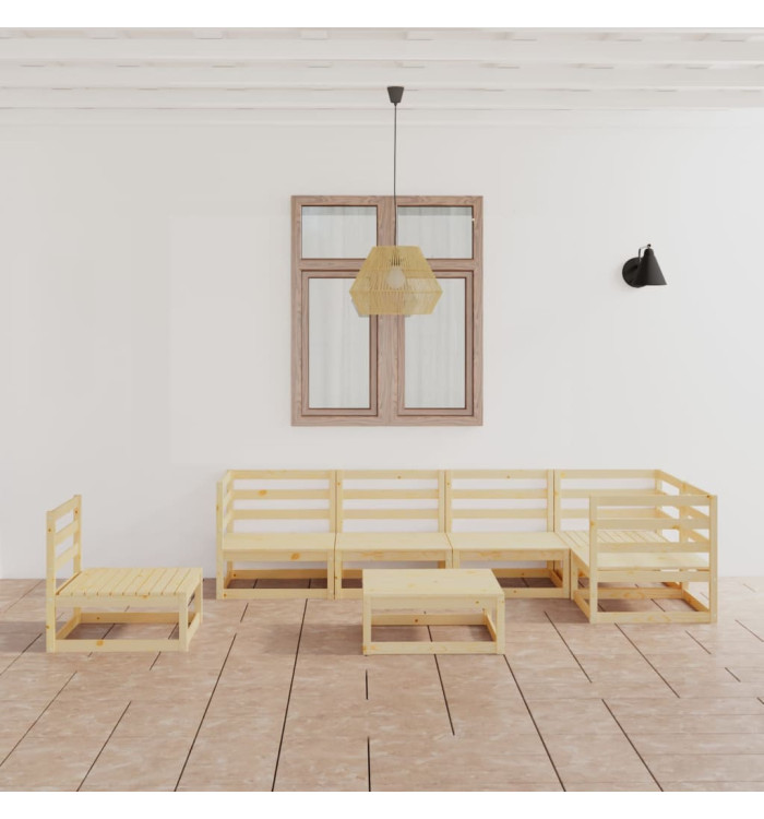 Salon de jardin 7 pcs Bois de pin massif | Mobilier & Déco
