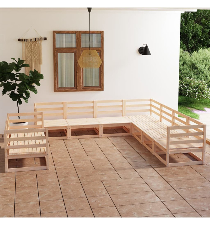 Salon de jardin 9 pcs bois de pin massif | Mobilier & Déco