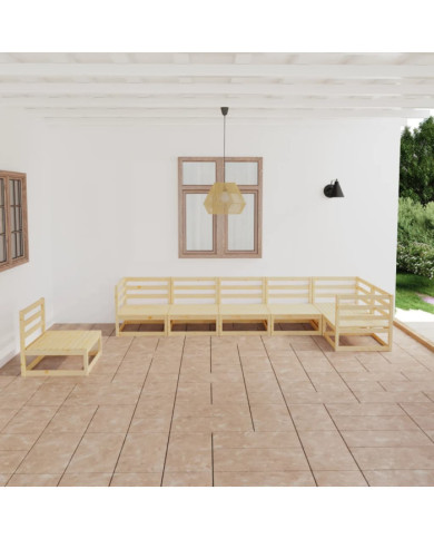 Salon de jardin 7 pcs bois de pin massif | Mobilier & Déco