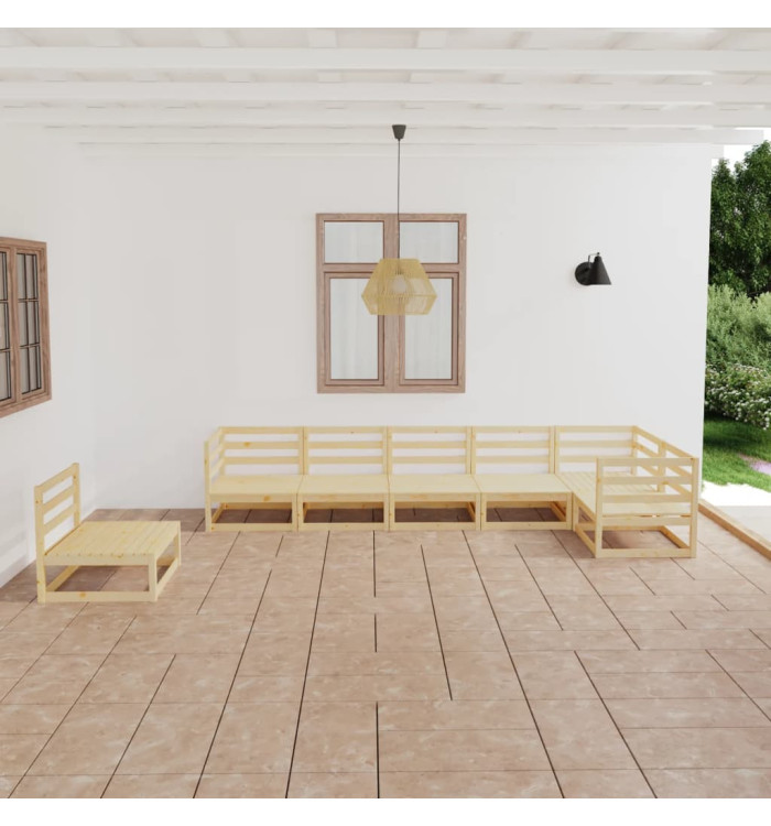 Salon de jardin 7 pcs bois de pin massif | Mobilier & Déco