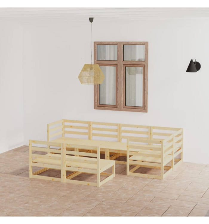 Salon de jardin 7 pcs bois de pin massif | Mobilier & Déco
