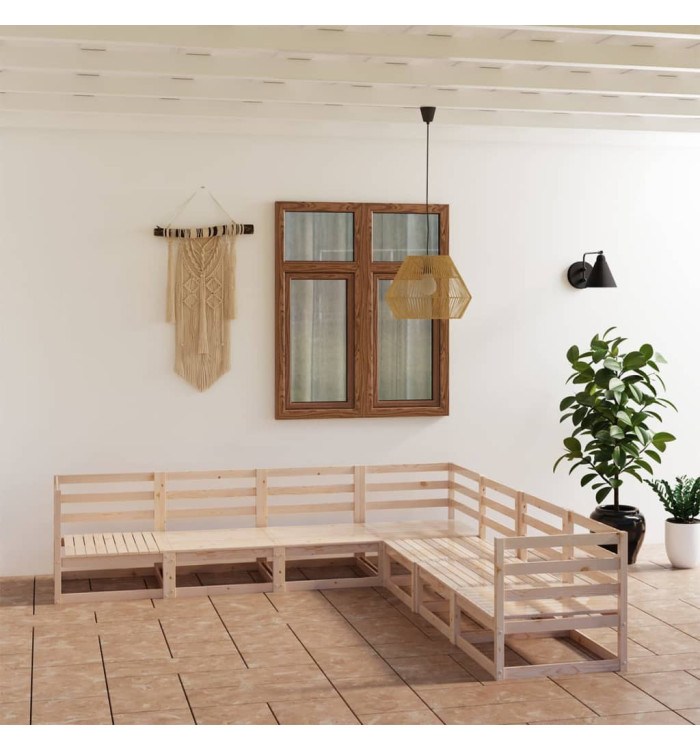 Salon de jardin 7 pcs bois de pin massif | Mobilier & Déco