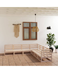 Salon de jardin 7 pcs bois de pin massif | Mobilier & Déco