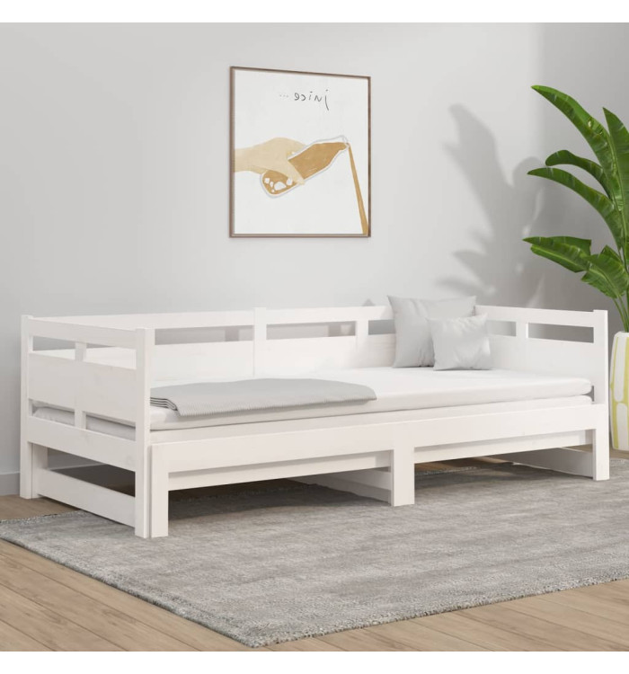 Lit coulissant sans matelas blanc 2x(80x200)cm | Mobilier & Déco