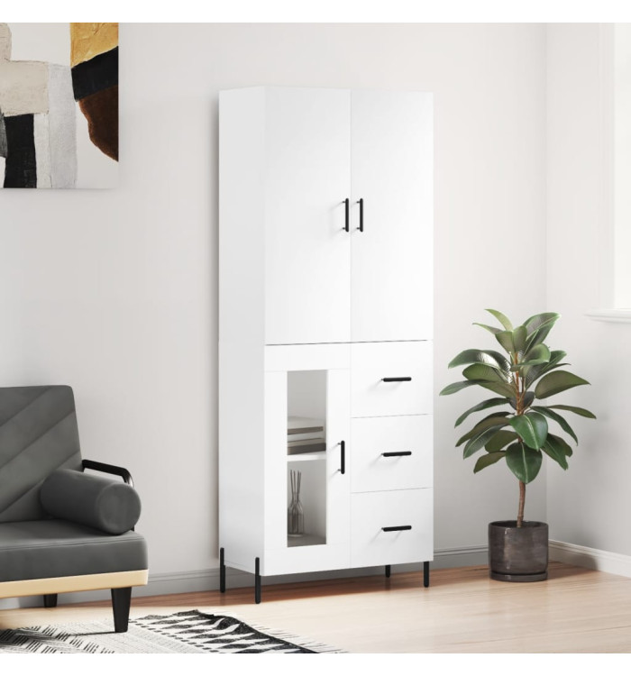 Buffet haut Blanc 69,5x34x180 cm Bois d'ingénierie | Mobilier & Déco