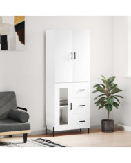 Buffet haut Blanc 69,5x34x180 cm Bois d'ingénierie | Mobilier & Déco