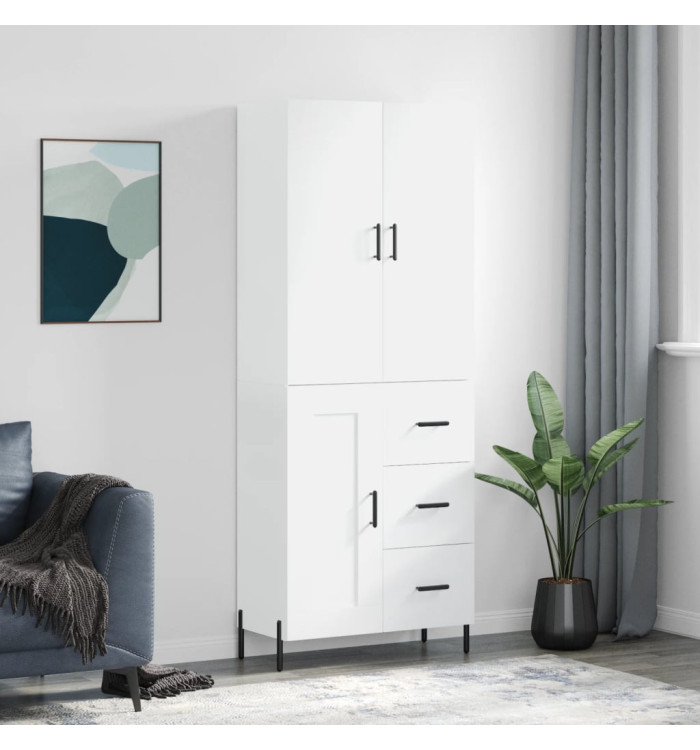 Buffet haut Blanc 69,5x34x180 cm Bois d'ingénierie | Mobilier & Déco