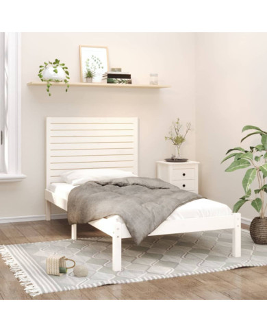 Cadre de lit sans matelas blanc 90x200 cm bois massif | Mobilier & Déco