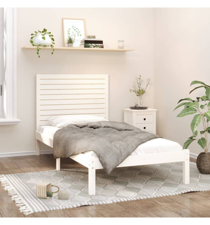 Cadre de lit sans matelas blanc 90x200 cm bois massif | Mobilier & Déco