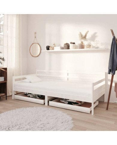 Lit de jour sans matelas avec tiroirs 90x200 cm blanc | Mobilier & Déco