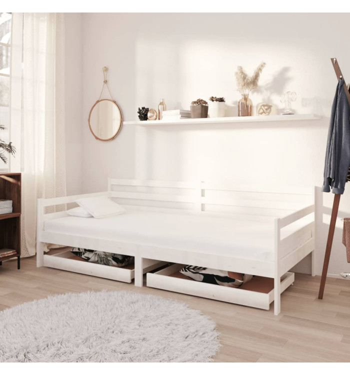 Lit de jour sans matelas avec tiroirs 90x200 cm blanc | Mobilier & Déco