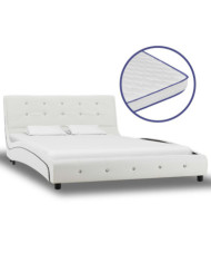 Lit avec matelas à mémoire de forme Blanc Similicuir 120x200 cm | Mobilier & Déco