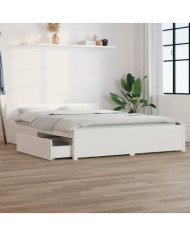 Cadre de lit sans matelas avec tiroirs blanc 140x190 cm | Mobilier & Déco