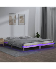 Cadre de lit à LED sans matelas 160x200 cm bois massif | Mobilier & Déco