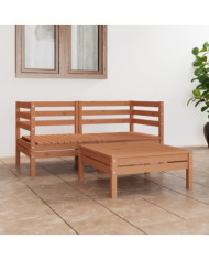 Salon de jardin 3 pcs Marron miel Bois de pin massif | Mobilier & Déco