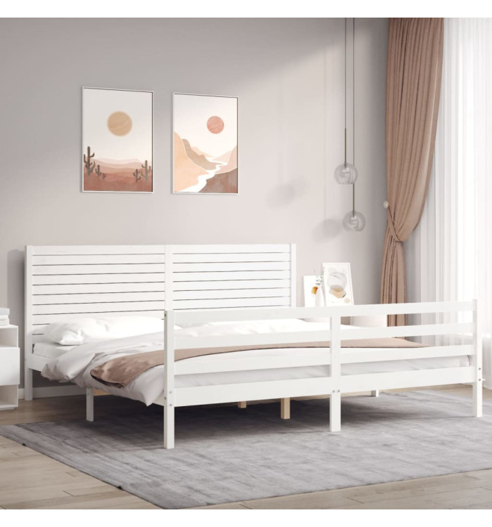 Cadre de lit sans matelas blanc 200x200 cm bois massif | Mobilier & Déco