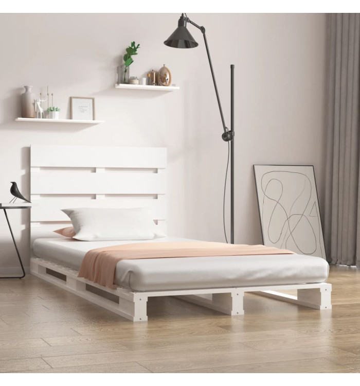 Cadre de lit sans matelas blanc 75x190 cm bois de pin massif | Mobilier & Déco