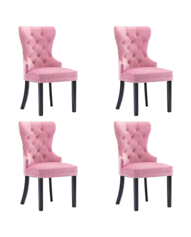 Chaises à manger lot de 4 rose velours | Mobilier & Déco