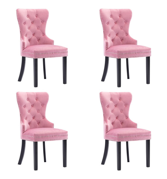Chaises à manger lot de 4 rose velours | Mobilier & Déco