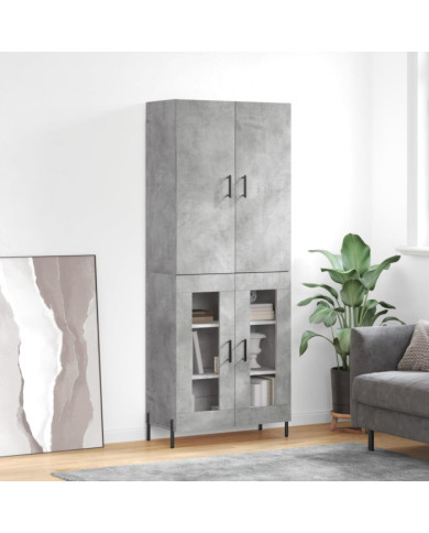 Buffet haut Gris béton 69,5x34x180 cm Bois d'ingénierie | Mobilier & Déco