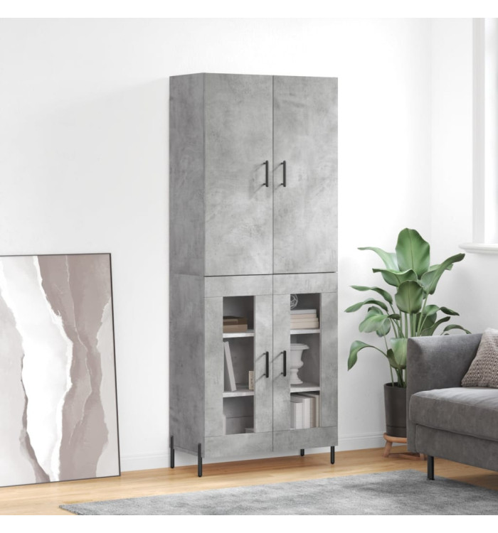 Buffet haut Gris béton 69,5x34x180 cm Bois d'ingénierie | Mobilier & Déco
