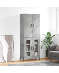 Buffet haut Gris béton 69,5x34x180 cm Bois d'ingénierie | Mobilier & Déco