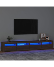 Meuble TV avec lumières LED Chêne marron 240x35x40 cm | Mobilier & Déco