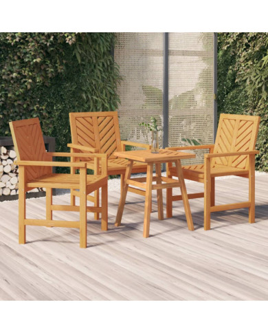 Chaises à manger de jardin lot de 3 bois massif d'acacia | Mobilier & Déco