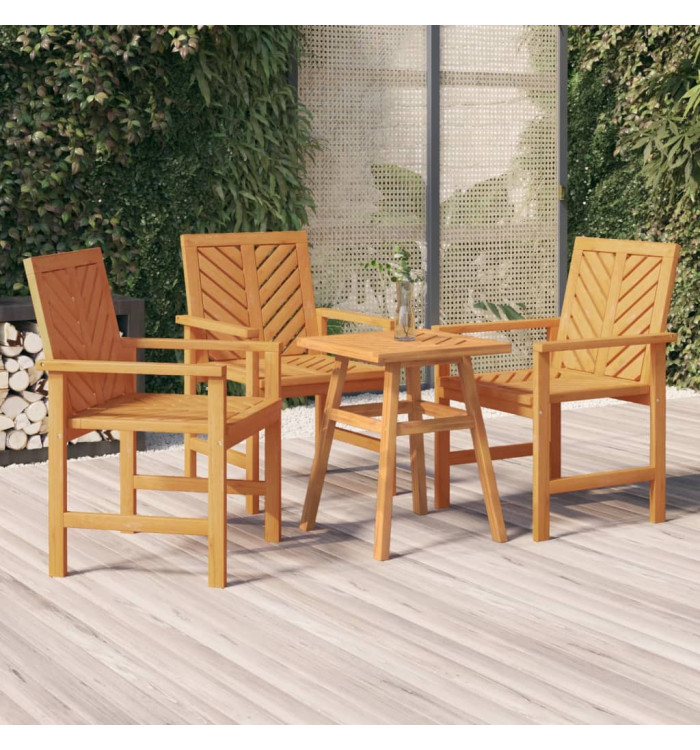 Chaises à manger de jardin lot de 3 bois massif d'acacia | Mobilier & Déco