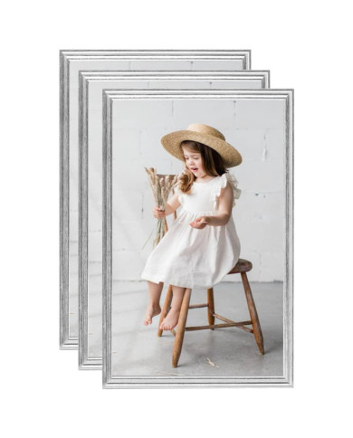 Collage de cadres photo 3 pcs de table Argenté 10x15 cm MDF | Mobilier & Déco