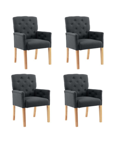 Chaises à manger avec accoudoirs lot de 4 gris tissu | Mobilier & Déco
