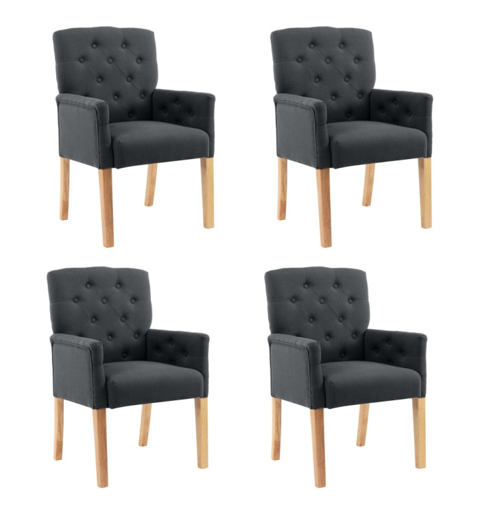 Chaises à manger avec accoudoirs lot de 4 gris tissu | Mobilier & Déco
