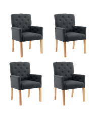 Chaises à manger avec accoudoirs lot de 4 gris tissu | Mobilier & Déco