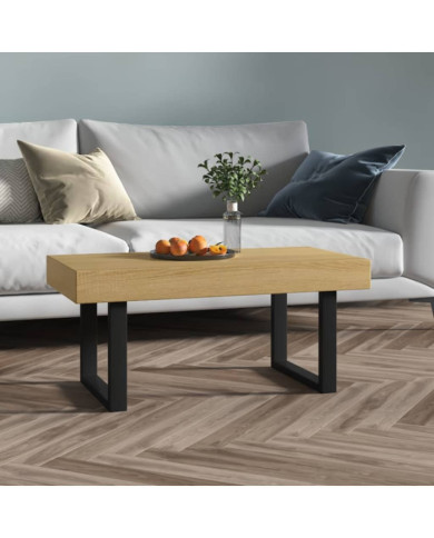 Table basse Marron clair et noir 90x45x40 cm MDF et fer | Mobilier & Déco