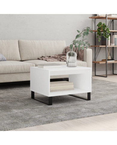 Table basse blanc 60x50x40 cm bois d'ingénierie | Mobilier & Déco