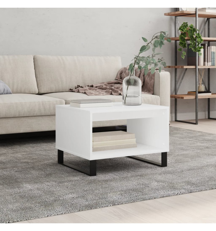 Table basse blanc 60x50x40 cm bois d'ingénierie | Mobilier & Déco