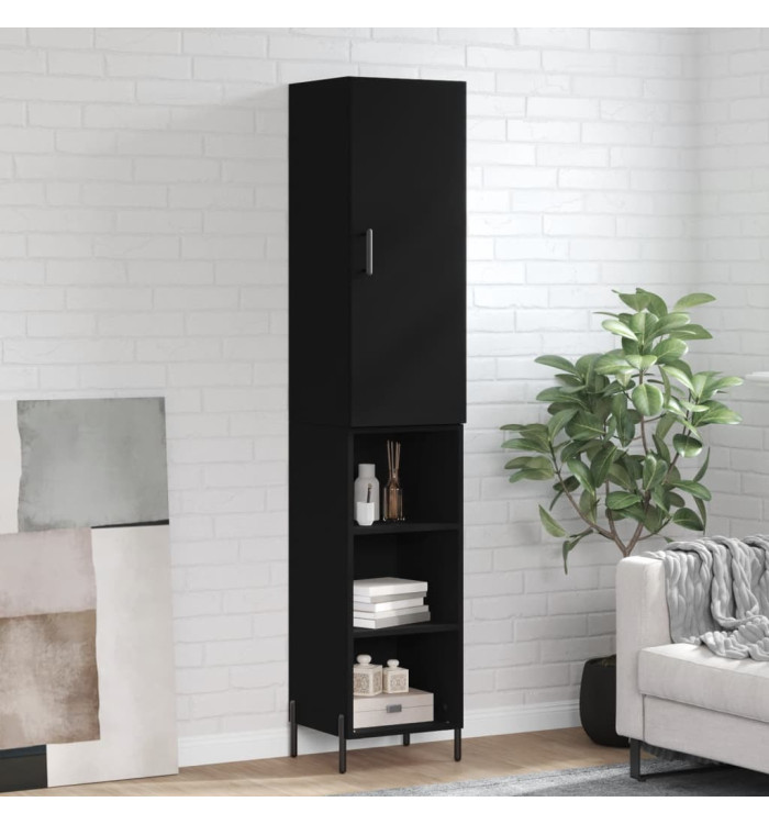 Buffet haut Noir 34,5x34x180 cm Bois d'ingénierie | Mobilier & Déco