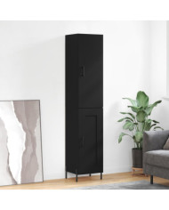 Buffet haut Noir 34,5x34x180 cm Bois d'ingénierie | Mobilier & Déco