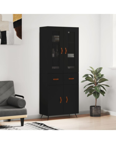 Buffet haut Noir 69,5x34x180 cm Bois d'ingénierie | Mobilier & Déco
