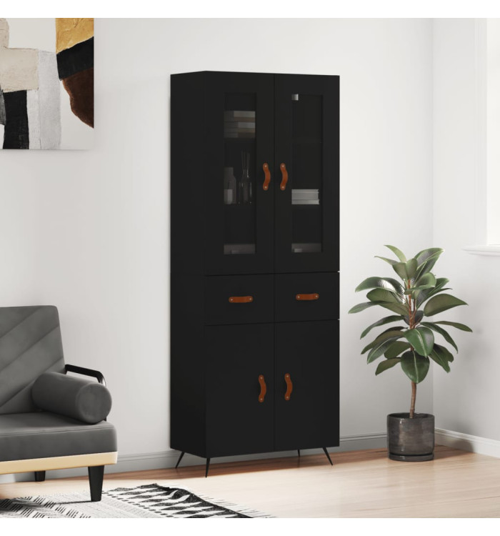 Buffet haut Noir 69,5x34x180 cm Bois d'ingénierie | Mobilier & Déco