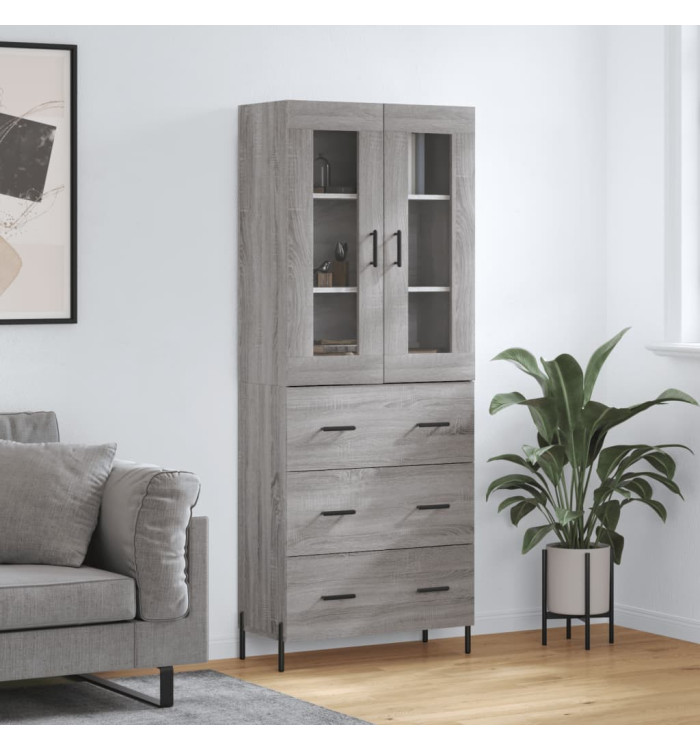 Buffet haut Sonoma gris 69,5x34x180 cm Bois d'ingénierie | Mobilier & Déco