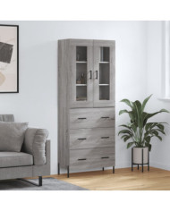 Buffet haut Sonoma gris 69,5x34x180 cm Bois d'ingénierie | Mobilier & Déco
