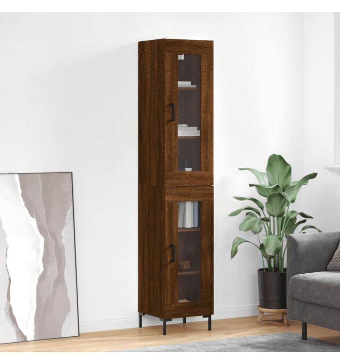 Buffet haut Chêne marron 34,5x34x180 cm Bois d'ingénierie | Mobilier & Déco