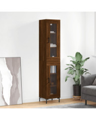 Buffet haut Chêne marron 34,5x34x180 cm Bois d'ingénierie | Mobilier & Déco