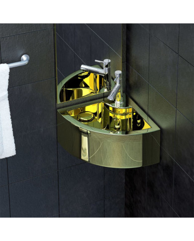 Lavabo avec trop-plein 45x32x12,5 cm Céramique Doré | Mobilier & Déco