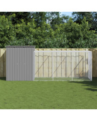 Poulailler avec cour gris clair 165x455x181 cm acier galvanisé | Mobilier & Déco