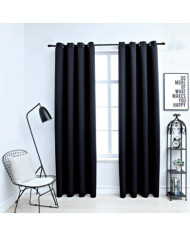 Rideaux occultants avec anneaux 2 pièces Noir 137 x 213 cm Tissu | Mobilier & Déco