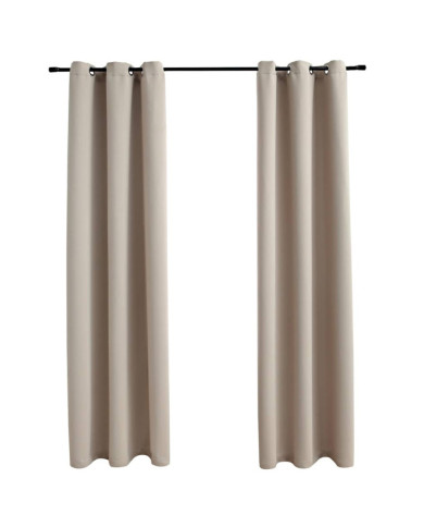 Rideaux occultants avec anneaux 2 pièces Beige 97x160 cm Tissu | Mobilier & Déco